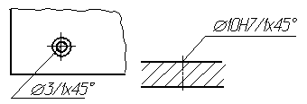Пример упрощенного нанесения размера отверстия с фаской