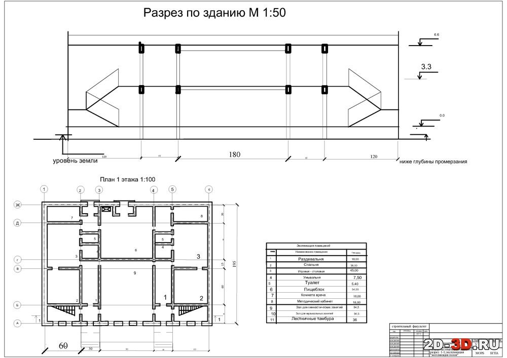 Проект детского сада чертежи