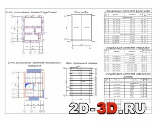 Схема расположения элементов фундамента, план кровли, план стропильной системы, схема расположения элементов межэтажного перекрытия