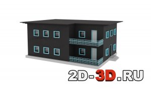 3D модель жилого дома на несколько квартир в 3ds Max